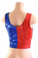 Harlequin Red & Blue Tank Crop - Coquetry Clothing