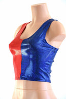 Harlequin Red & Blue Tank Crop - Coquetry Clothing