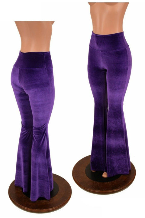 Purple Velvet High Waist Solar Flares - Coquetry Clothing