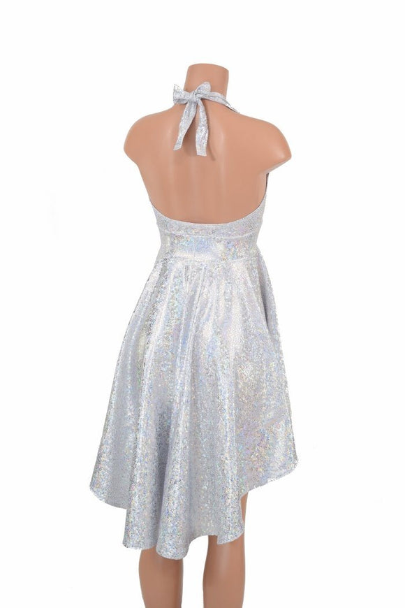 Hi Lo Silvery White Halter Dress - Coquetry Clothing