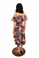 Hi Lo Skater Dress with Off Shoulder Neckline - Coquetry Clothing