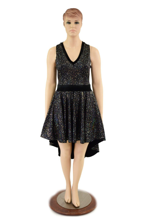 Hi Lo Skater Dress with Racerback and Velvet Trim - Coquetry Clothing