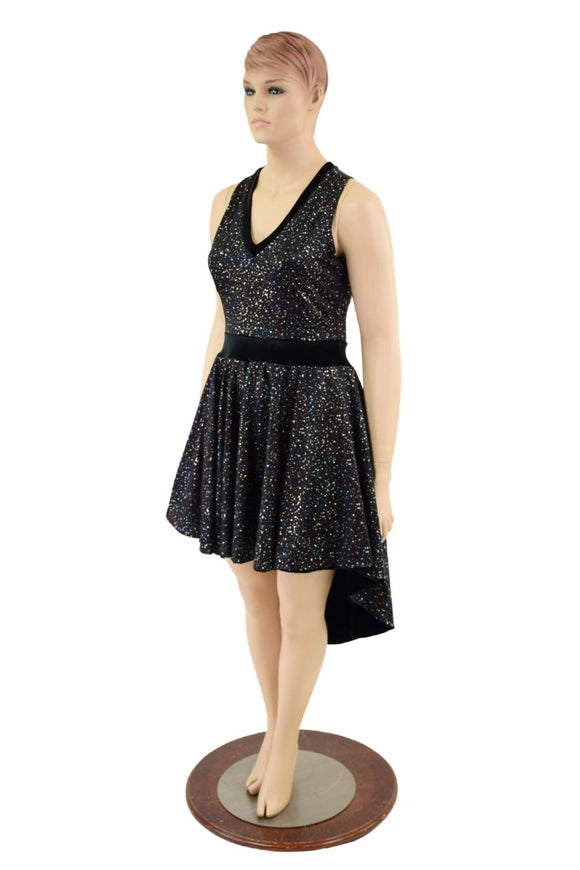 Hi Lo Skater Dress with Racerback and Velvet Trim - Coquetry Clothing
