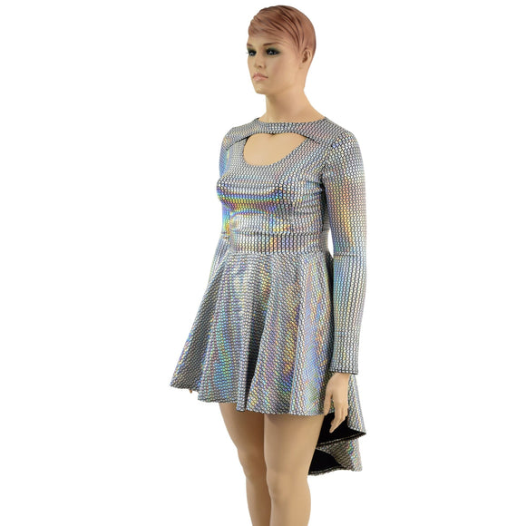 Hi Lo Skater Dress with Window Neckline - Coquetry Clothing