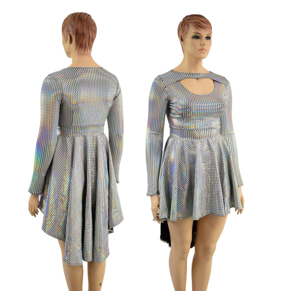 Hi Lo Skater Dress with Window Neckline - Coquetry Clothing