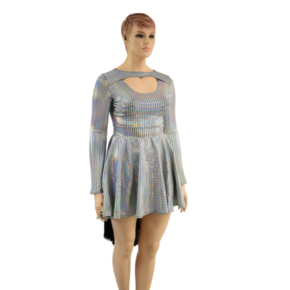 Hi Lo Skater Dress with Window Neckline - Coquetry Clothing