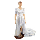 High - Low Holographic Circle Cut Gown with Train - Coquetry Clothing