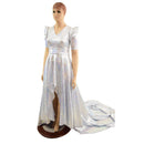 High - Low Holographic Circle Cut Gown with Train - Coquetry Clothing