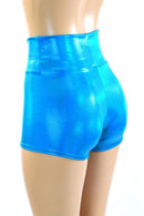 High Rise Peacock Blue Shorts - Coquetry Clothing