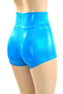 High Rise Peacock Blue Shorts - Coquetry Clothing