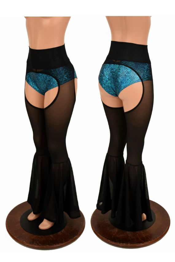 High Waist Bell Bottom Flare Chaps - 1