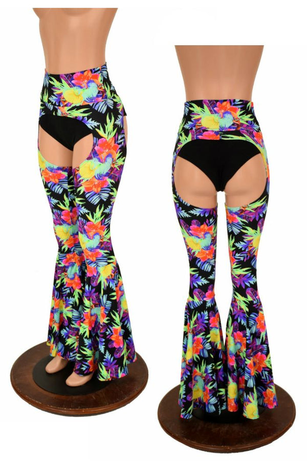 High Waist Bell Bottom Flare Chaps - 1