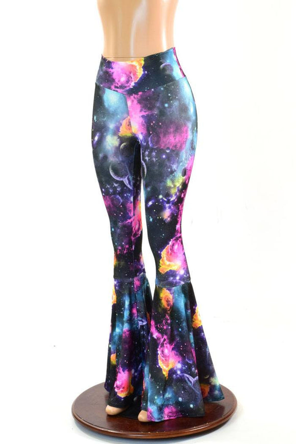 High Waist Bell Bottom Flares in Galaxy - Coquetry Clothing