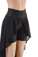 High Waist Bike Shorts with Attached Hi Lo Mesh Overskirt - Coquetry Clothing