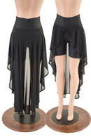 High Waist Bike Shorts with Attached Hi Lo Mesh Overskirt - Coquetry Clothing