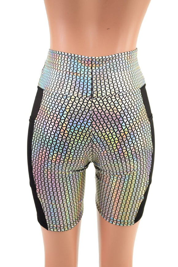 High Waist Bike Shorts with Side Panel Pocket - Coquetry Clothing