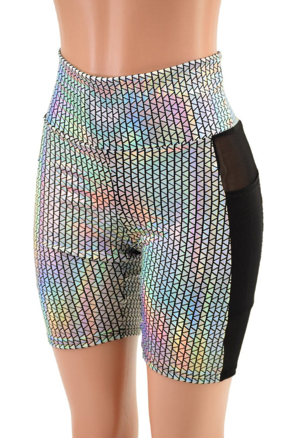 High Waist Bike Shorts with Side Panel Pocket - Coquetry Clothing