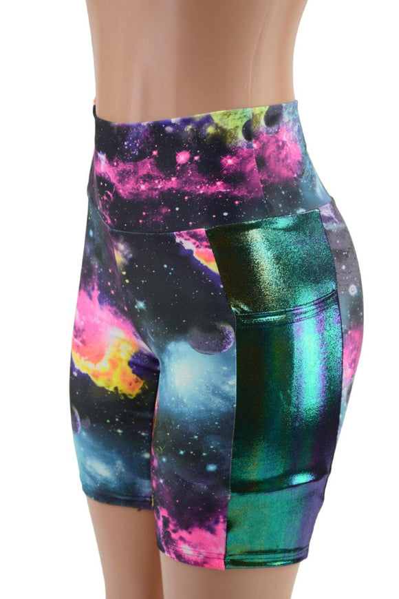 High Waist Bike Shorts with Side Panel Pockets - Coquetry Clothing