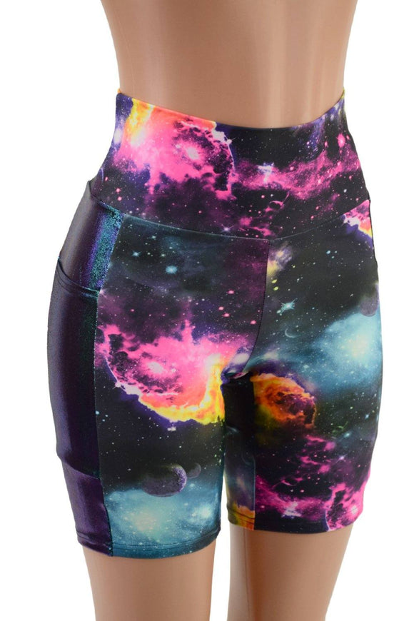High Waist Bike Shorts with Side Panel Pockets - Coquetry Clothing