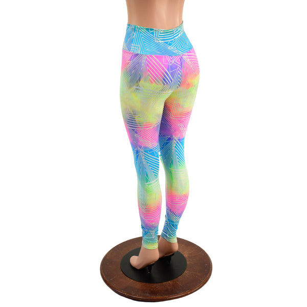 High Waist Leggings in Spectrum Holographic OVERSTOCK Ready To Ship - 3