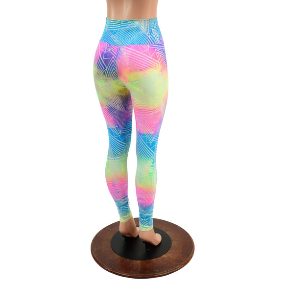 High Waist Leggings in Spectrum Holographic OVERSTOCK Ready To Ship - Coquetry Clothing