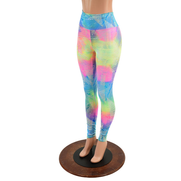 High Waist Leggings in Spectrum Holographic OVERSTOCK Ready To Ship - Coquetry Clothing