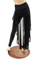 High Waist Leggings with Attached Hi Lo Mesh Overskirt - Coquetry Clothing