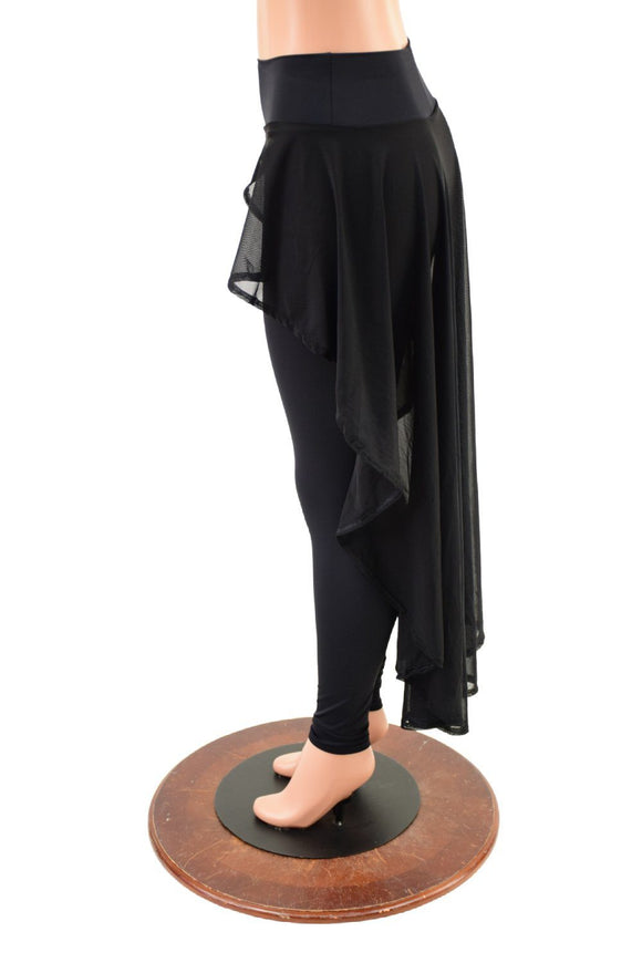 High Waist Leggings with Attached Hi Lo Mesh Overskirt - Coquetry Clothing