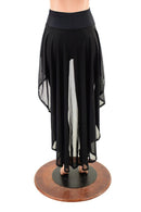 High Waist Leggings with Attached Hi Lo Mesh Overskirt - Coquetry Clothing