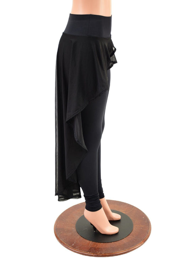 High Waist Leggings with Attached Hi Lo Mesh Overskirt - Coquetry Clothing