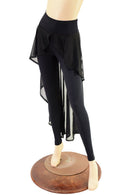 High Waist Leggings with Attached Hi Lo Mesh Overskirt - Coquetry Clothing