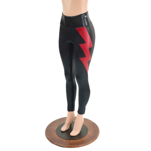 High Waist Leggings with Lightning Bolts - Coquetry Clothing