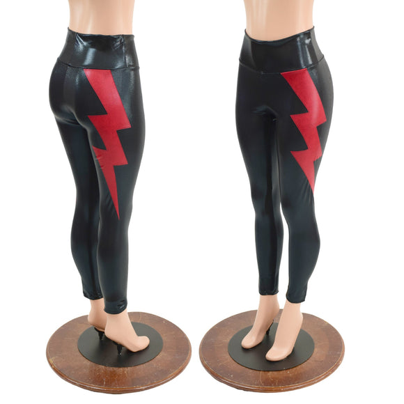 High Waist Leggings with Lightning Bolts - Coquetry Clothing