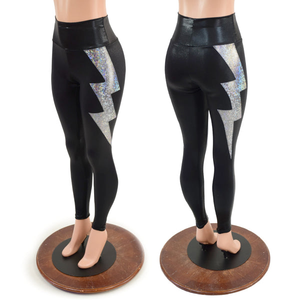 High Waist Leggings with Lightning Bolts - 9