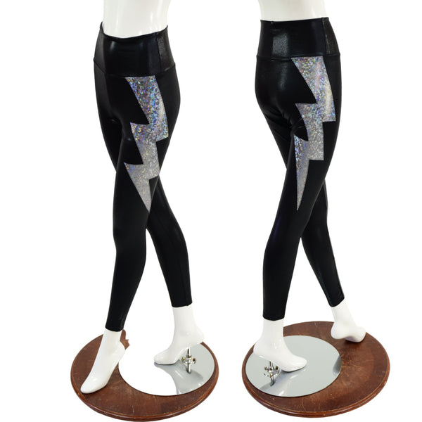 High Waist Leggings with Lightning Bolts - 1