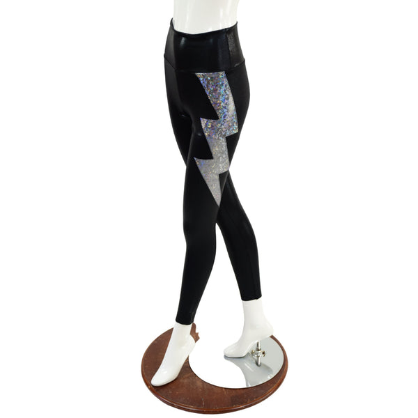 High Waist Leggings with Lightning Bolts - 2