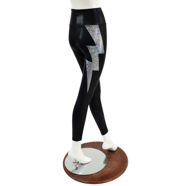 High Waist Leggings with Lightning Bolts - 3