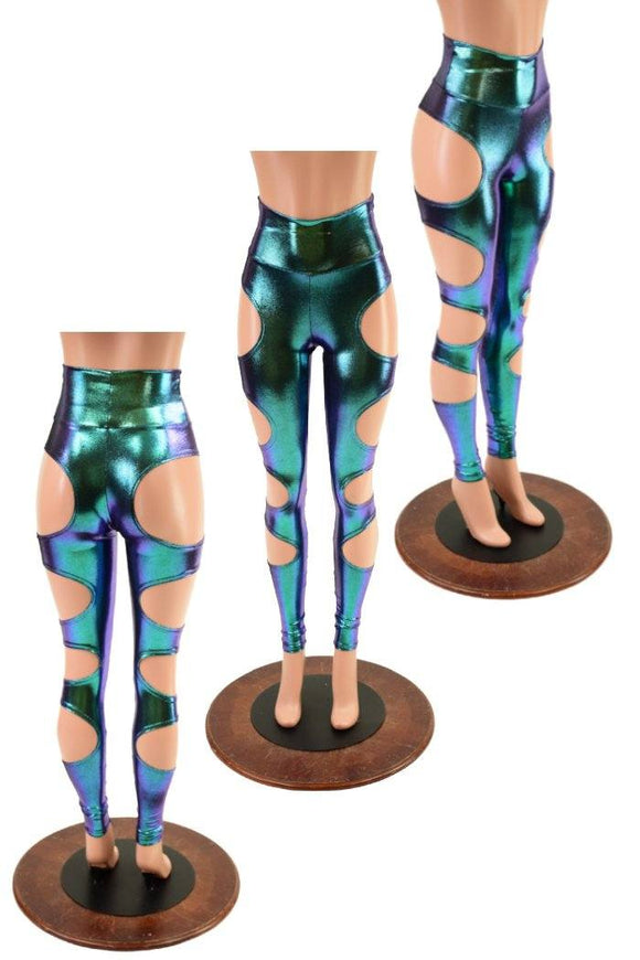 High Waist Quad Cutout Leggings in Scarab - Coquetry Clothing