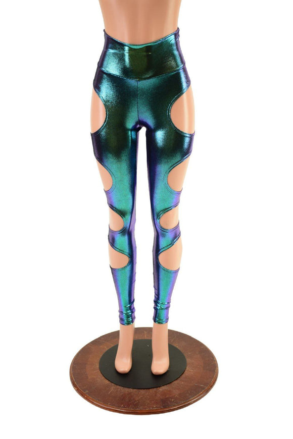 High Waist Quad Cutout Leggings in Scarab - Coquetry Clothing