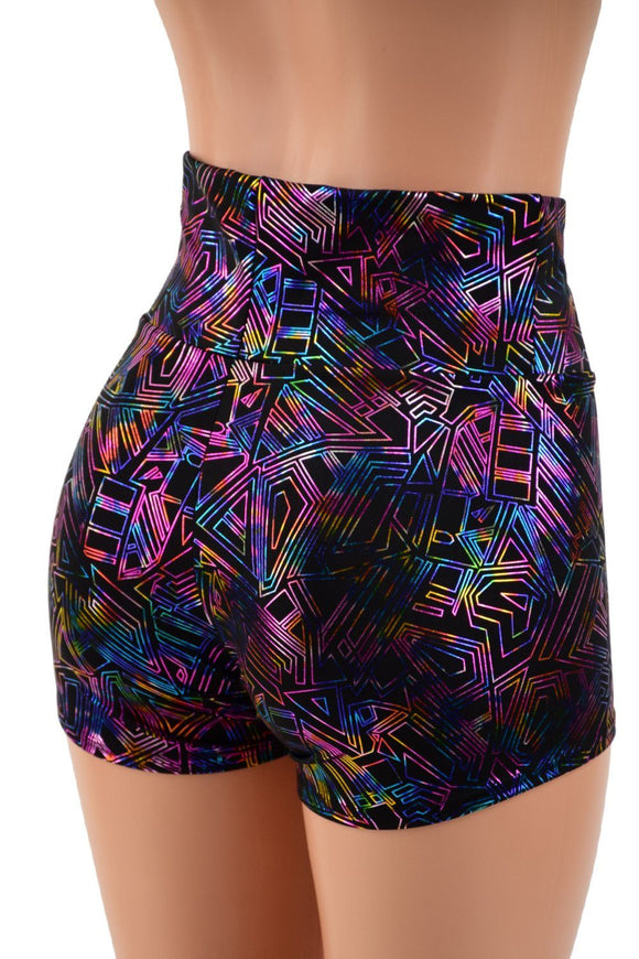 High Waist Shorts in CyberSpace - Coquetry Clothing