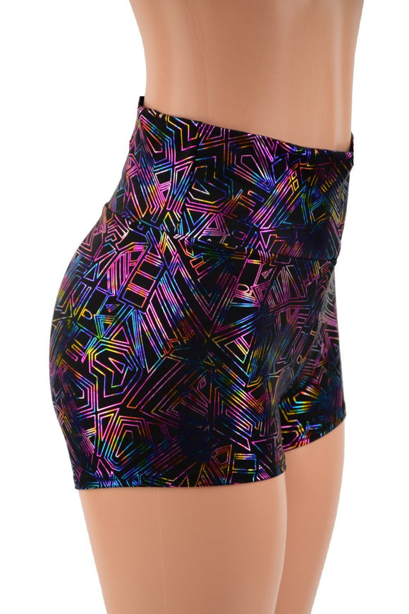 High Waist Shorts in CyberSpace - Coquetry Clothing