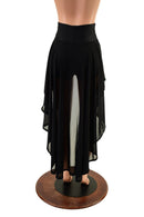 High Waist Shorts with Attached Hi Lo Mesh Overskirt - Coquetry Clothing