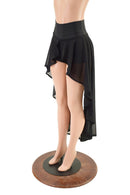 High Waist Shorts with Attached Hi Lo Mesh Overskirt - Coquetry Clothing
