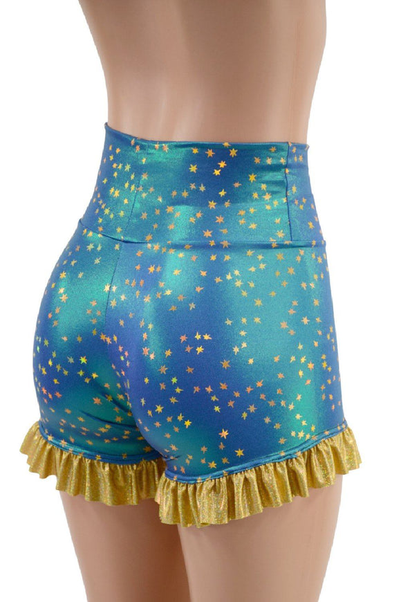 High Waist Shorts with Ruffled Leg - Coquetry Clothing