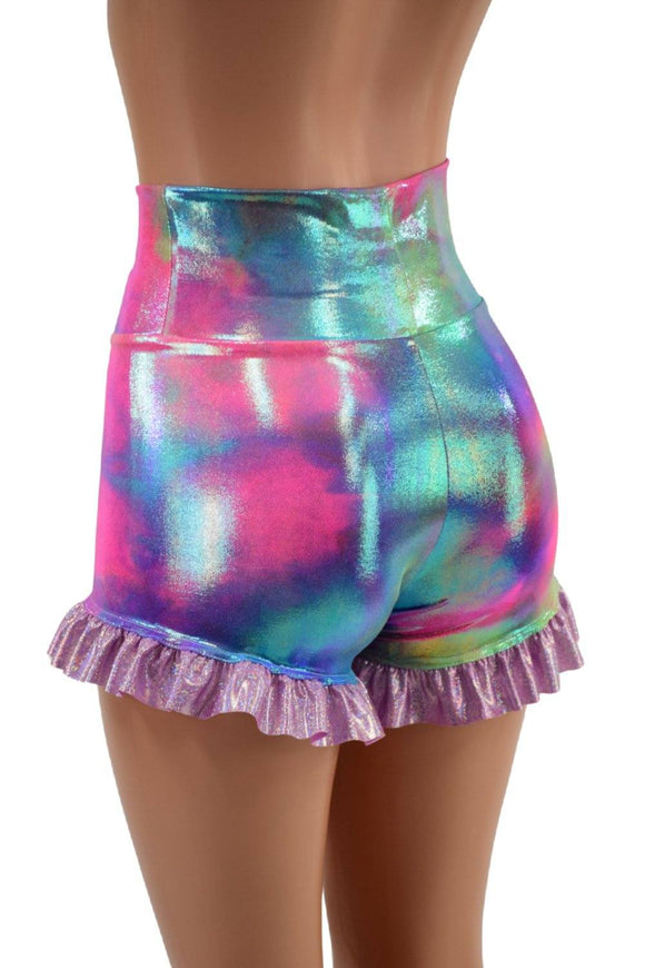 High Waist Shorts with Ruffled Leg - Coquetry Clothing