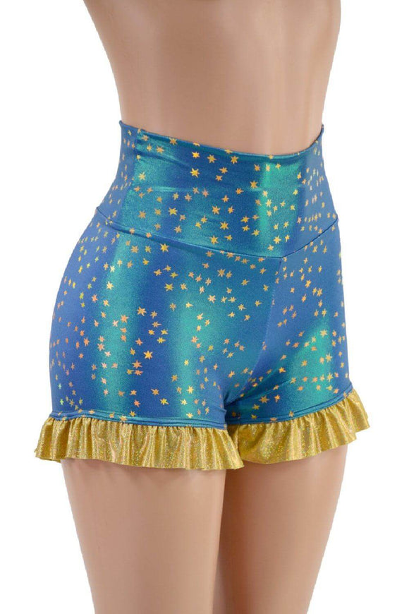 High Waist Shorts with Ruffled Leg - Coquetry Clothing