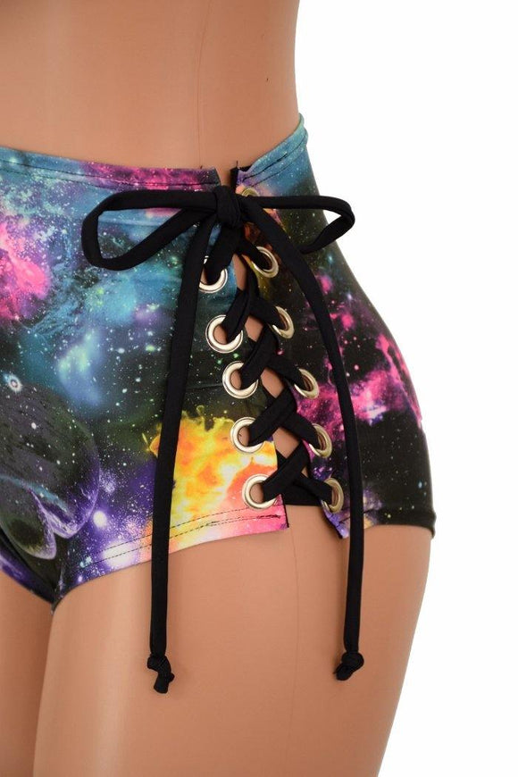 High Waist "Siren" Lace Up Shorts - Coquetry Clothing