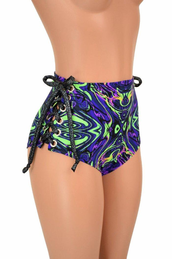 High Waist "Siren" Lace Up Shorts - Coquetry Clothing