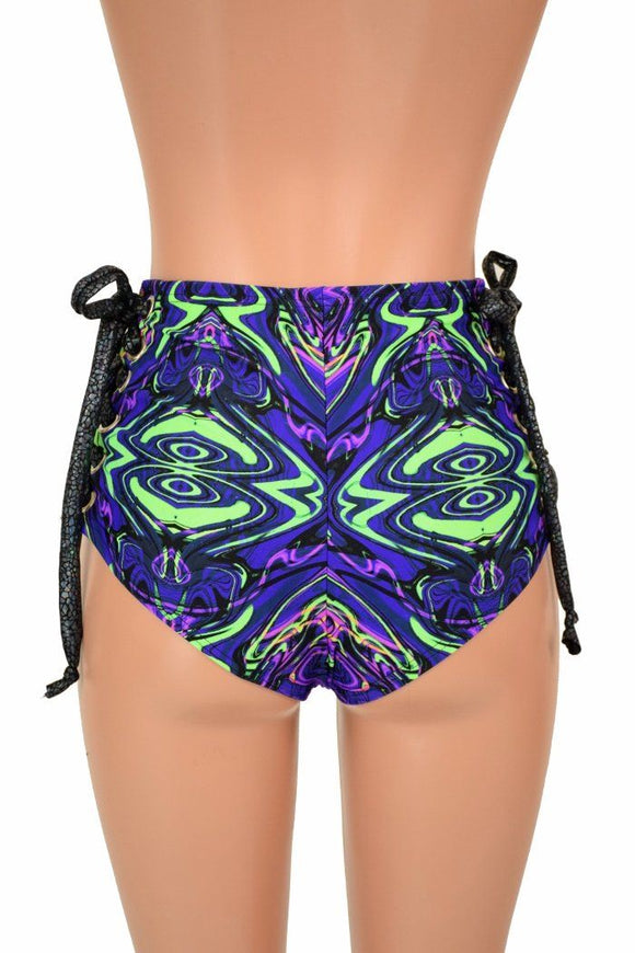 High Waist "Siren" Lace Up Shorts - Coquetry Clothing