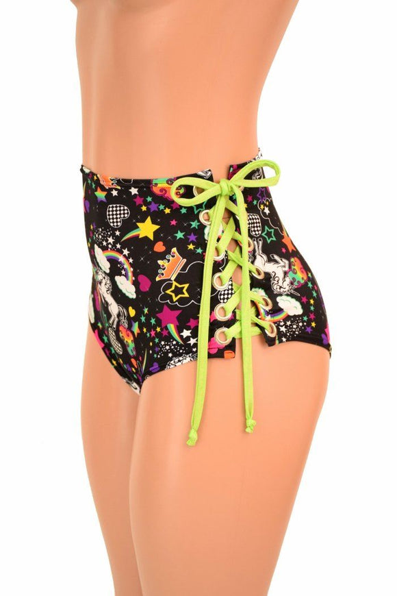 High Waist "Siren" Lace Up Shorts - Coquetry Clothing